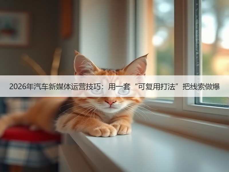 2026年汽车新媒体运营技巧：用一套“可复用打法”把线索做爆