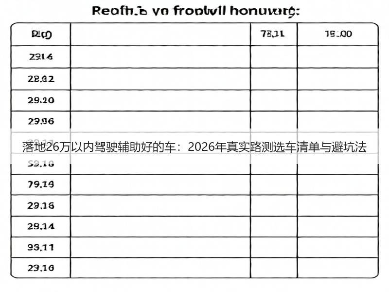落地26万以内驾驶辅助好的车：2026年真实路测选车清单与避坑法