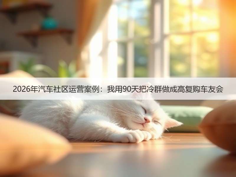 2026年汽车社区运营案例：我用90天把冷群做成高复购车友会